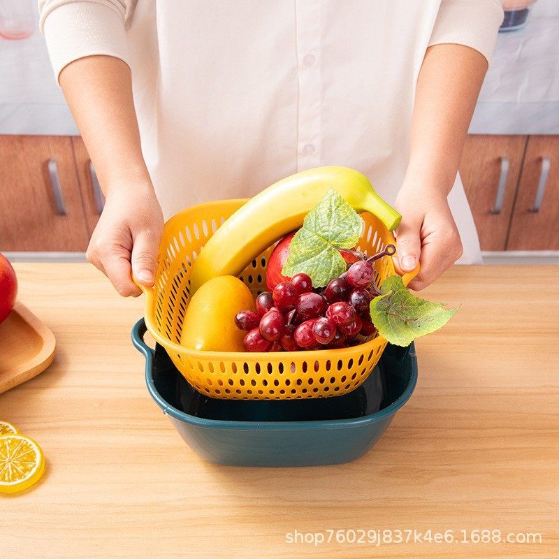 双层沥水篮洗菜盆厨房客厅家用多功能水果盆洗菜篮六件套/八件套,餐饮具,洗菜盆/沥水篮/漏水筛,淘宝优惠券,粉丝福利购,淘宝优惠卷