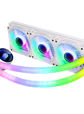 白色一体式水冷120/240/360CPU散热器电脑双排水冷 多平台水风扇