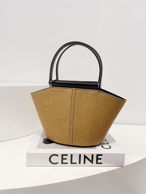 菜篮子草编小定型斜挎包