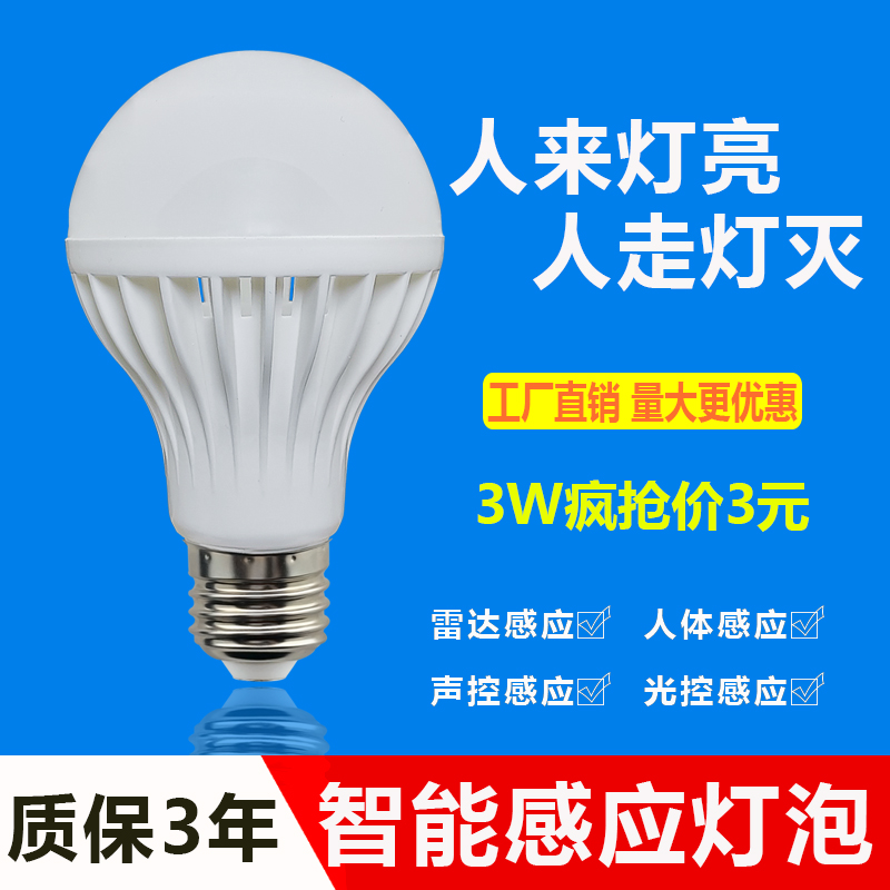 led声控雷达红外人体感应灯家用楼梯楼道走廊过道车库声光控灯泡-封面