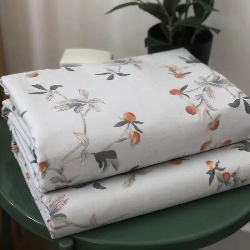 水墨江山小碎花四件套被套床单床笠印花被罩纯棉40支斜纹柔软亲肤
