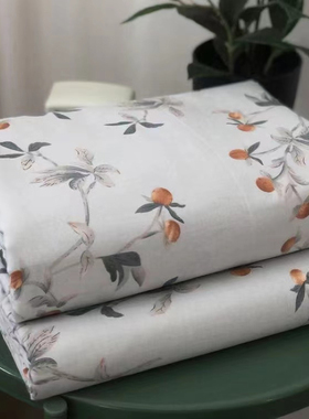 水墨江山小碎花四件套被套床单床笠印花被罩纯棉40支斜纹柔软亲肤