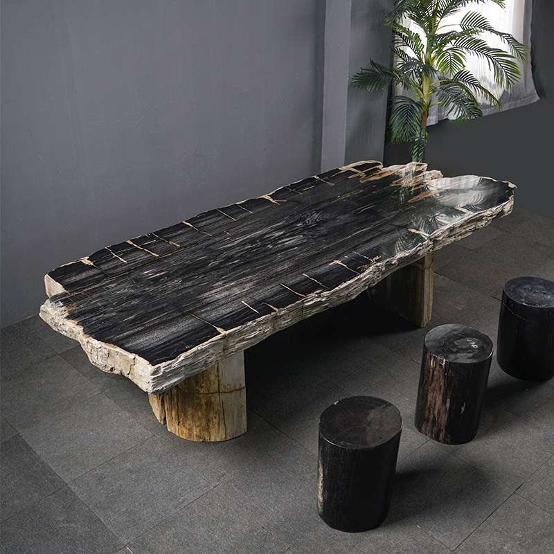 木化石料桌面板长桌硅化木长条桌现代简约轻奢设计风会所别墅茶桌,家居饰品,石雕,淘宝优惠券,粉丝福利购,淘宝优惠卷