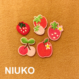 NIUKO 刺绣布贴可爱草莓苹果女孩儿童萌樱桃布标补丁贴背胶辅料贴