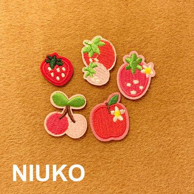 NIUKO 刺绣布贴可爱草莓苹果女孩儿童萌樱桃布标补丁贴背胶辅料贴