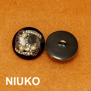 NIUKO 超黑色大衣装饰纽扣皮草奢华精致高端毛衣钮扣辅料定制