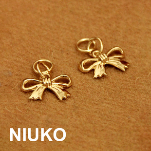 NIUKO辅料 金属纽扣配饰精致蝴蝶结挂件拉链头玫瑰淡金色