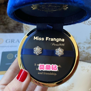 法国设计师轻奢MissFrangna爆闪莫桑钻999纯银雪花耳钉项链礼物