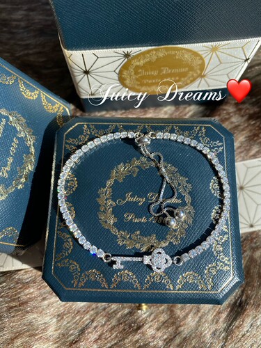 法国轻奢设计师JUICY DREAMS满钻想你钥匙情侣闺蜜纯银礼物手链