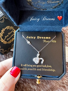 轻奢设计师JUICY DREAMS前途无量大吉大利纯银小兔子项链耳钉套装