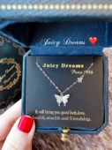 轻奢法国设计师JUICY DREAMS限定钻石链水晶蝴蝶流苏纯银许愿项链