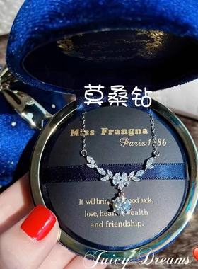 法国轻奢JUICY DREAMS幸运月桂花枝繁花莫桑钻纯银许愿礼物项链