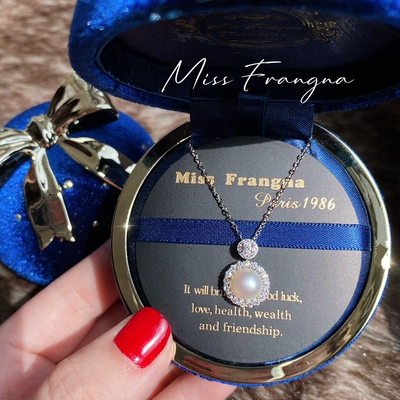 天然淡水珍珠水晶轻奢纯银项链