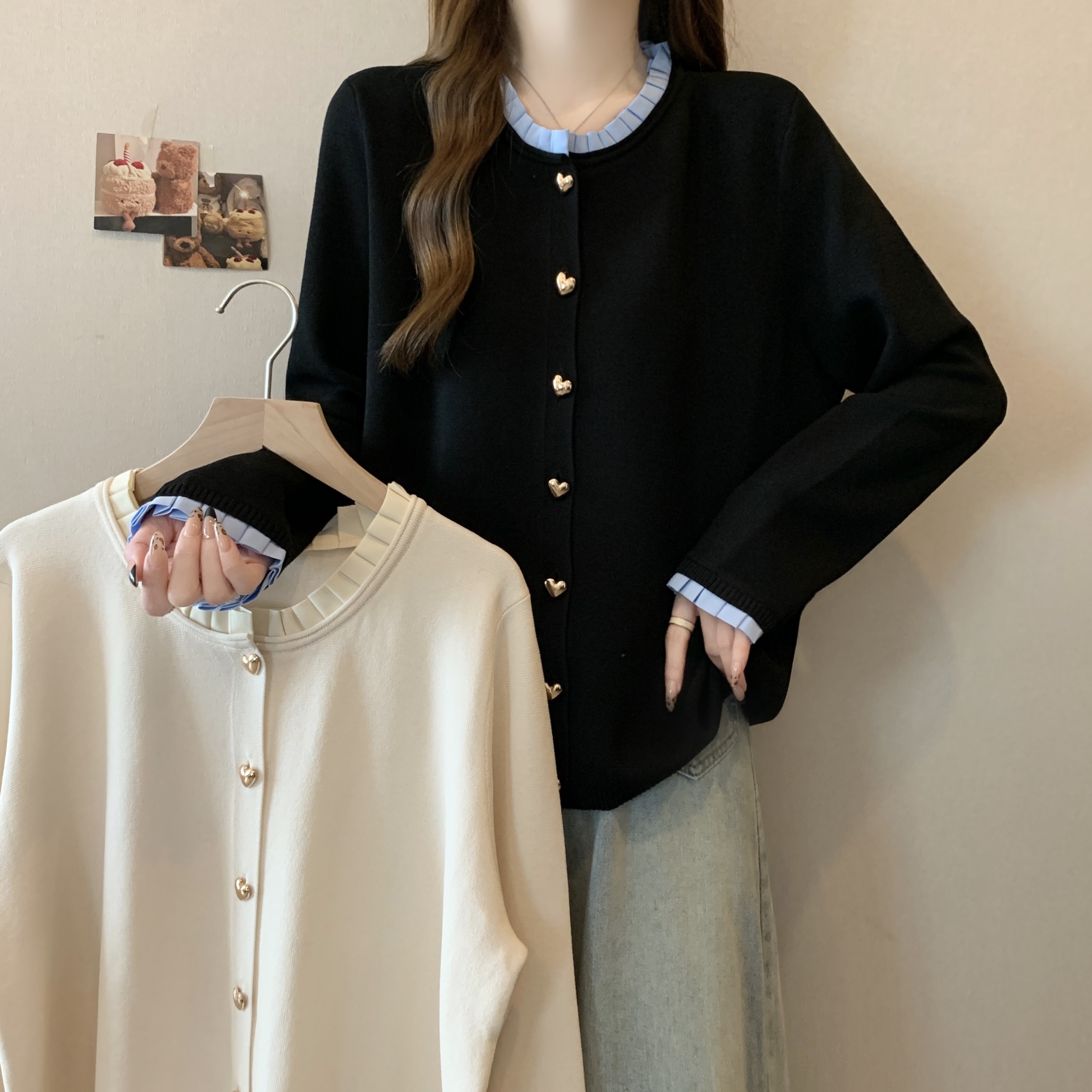 大码长袖针织开衫女秋冬新款时尚毛衣外套胖MM遮肉显瘦上衣0928e