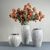 景德镇陶瓷花瓶粗陶瓶插花复古手工民宿酒店侘寂风干花禅意摆件