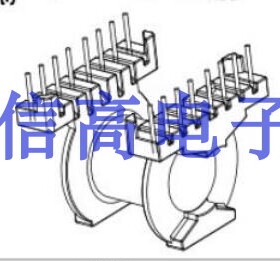 PQ3230高频变压器磁芯卧式骨架 8+8针