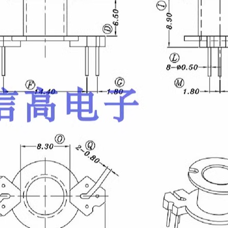 RM6变压器磁芯骨架立式3+3