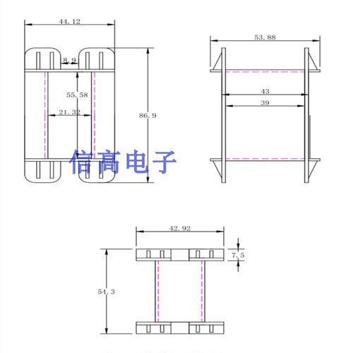EE65磁芯骨架加宽立式无针