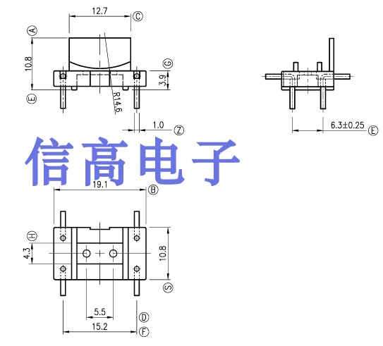 B44磁环底座电感底座 BASE