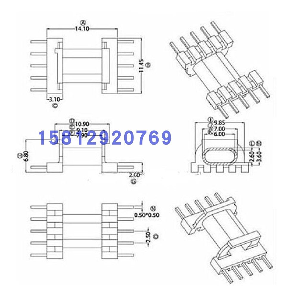 高频变压器磁芯骨架卧式平行脚