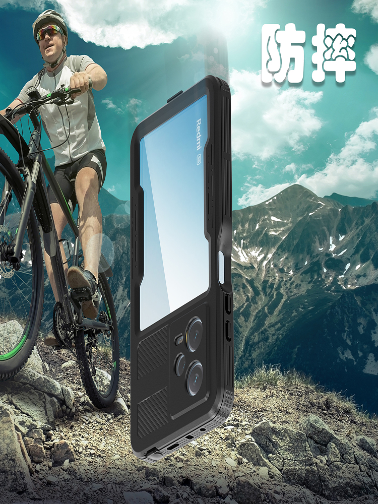 战神新款IP68级别3米潜水壳适用红米note12pro手机壳镜头全包防摔硅胶保护套游泳水下高清拍照录像男女款个性