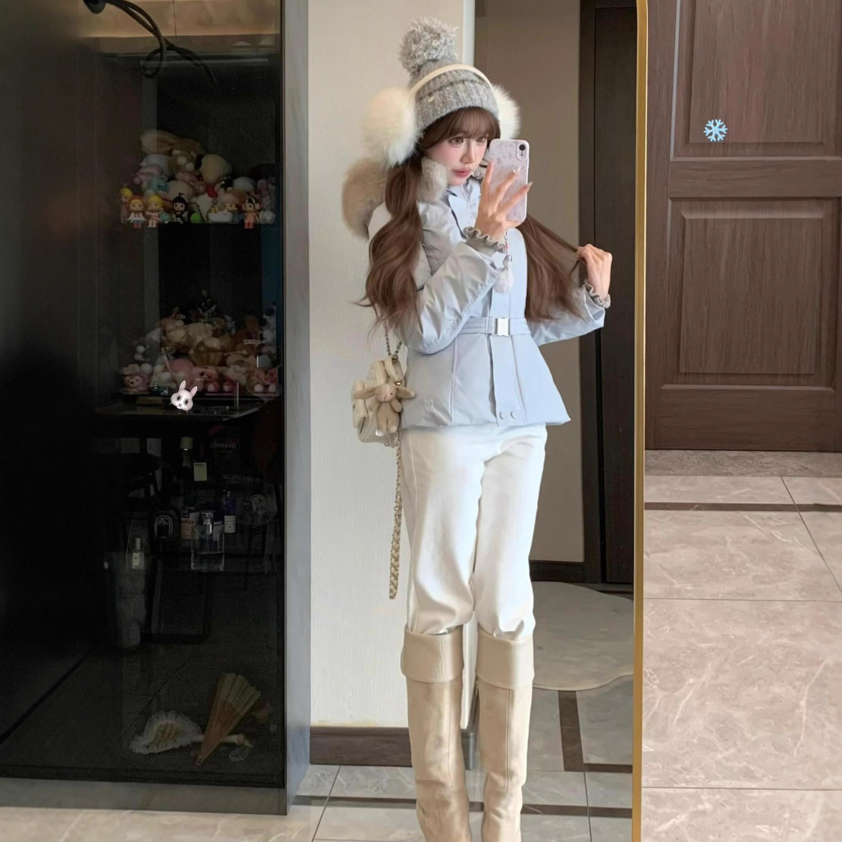 韩式清新甜美白鸭绒浅蓝色羽绒服腰带收腰显瘦加厚保暖滑雪服外套,女装/女士精品,羽绒服,淘宝优惠券,粉丝福利购,淘宝优惠卷