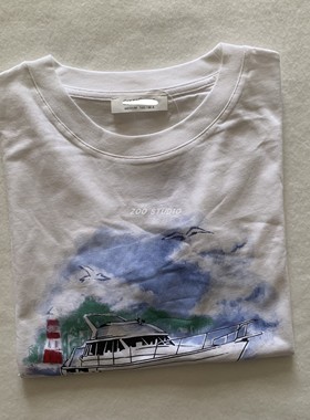 国N单6&8~22年夏季新款度假风休闲印花圆领宽松短袖T恤少女INS风