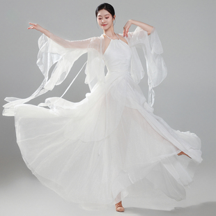 古典舞蹈服新款仙气飘逸身韵纱衣女白色中国民族舞艺考演出服套装