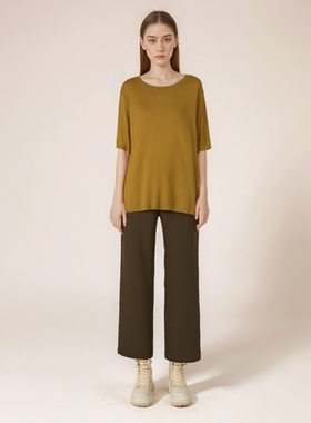 M家针织真丝圆领宽松T恤