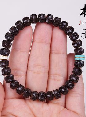 印尼原生态椰蒂雕刻奶酪陨石深坑手工大面无相磐石老料原色手串