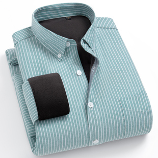 男士 冬季 保暖衬衫 加绒加厚长袖 休闲 时尚 牛津纺保暖衬衣修身 加厚款