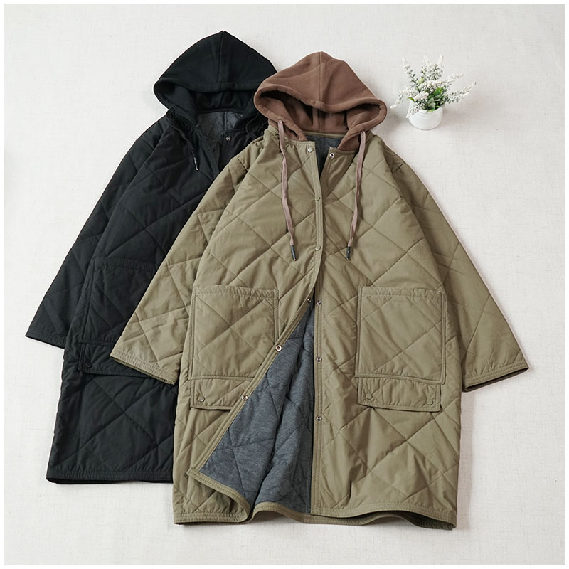 保暖连帽百搭绗棉棉单排扣棉衣