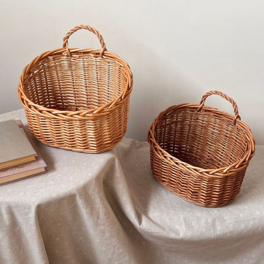 藤编壁挂收纳篮厨房姜蒜小挂篮墙上装饰吊篮手工编织背景墙挂篮,收纳整理,脏衣篮,淘宝优惠券,粉丝福利购,淘宝优惠卷