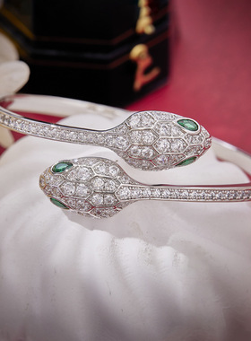 双蛇头手镯黄金色开口女情侣款复古蛇形手环冷淡风气质送女友礼物