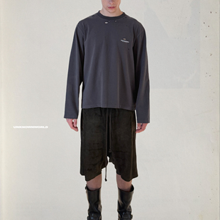 水洗磨毛软糯破坏BASIC基础LOGO长袖 恶魔季 T恤 25FW UNKNOWNWORLD