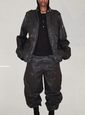 UNKNOWNWORLD 25FW 恶魔季涂蜡解构M65多袋合身剪裁拉链夹克外套