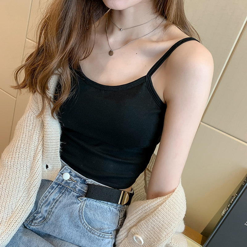 美式辣妹纯棉小吊带背心女外穿内搭打底修身显瘦夏无胸垫短款上衣
