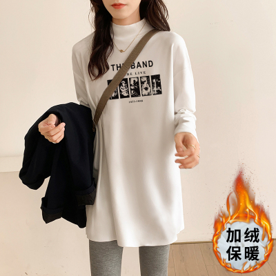 半高领中长款德绒打底衫女秋冬内搭加绒长袖T恤上衣爆款2025新款