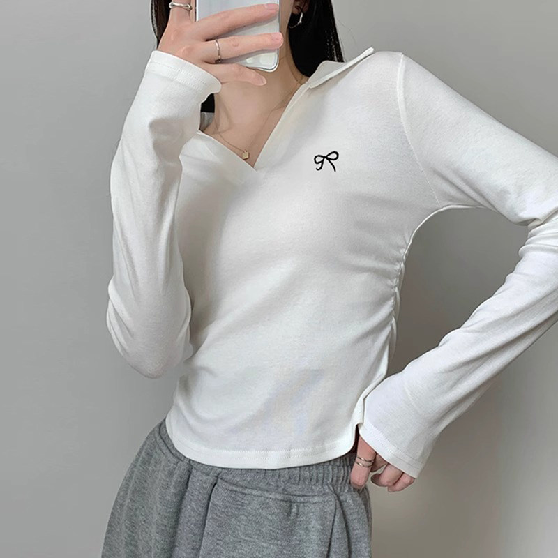 POLO领纯棉长袖T恤女士春秋打底衫内搭上衣服爆款2026新款高级感