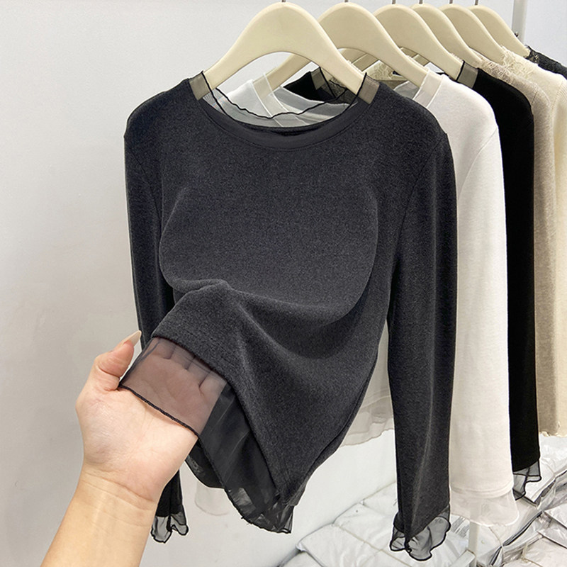 蕾丝德绒打底衫女士秋冬内搭加绒长袖T恤上衣服爆款2026新款小衫