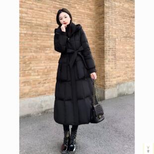2025新款长款羽绒棉服冬季女过膝收腰显瘦时尚连帽防寒服保暖外套