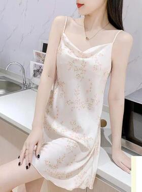 2025年新款夏季冰丝睡裙女夏天性感吊带裙睡衣女纯欲风爆款家居服