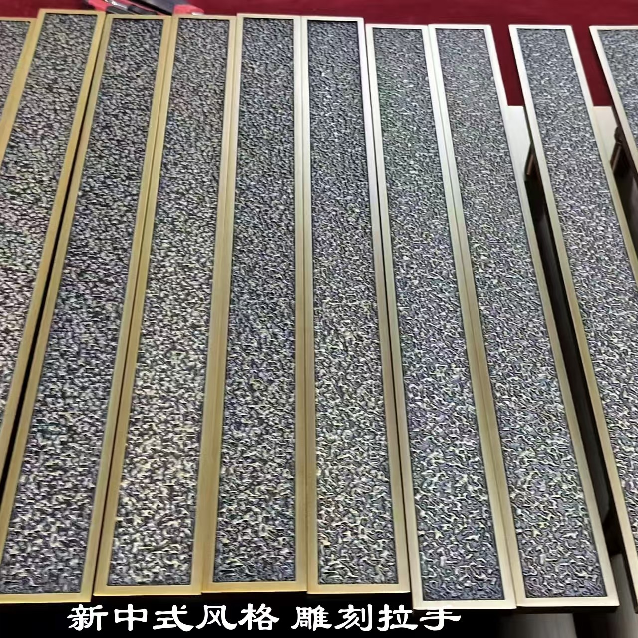 豪华新中式玻璃门拉手仿大理石纹铜门把手商铺包厢门把手雕刻拉手