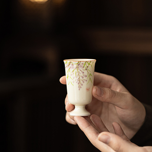 釉下彩手绘闻香杯陶瓷家用小茶杯品茗杯个人专用主人杯功夫茶具