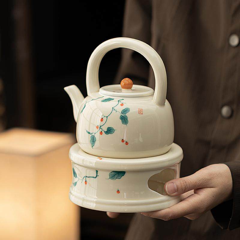 釉下彩手绘提梁壶温茶壶套装陶瓷家用蜡烛温茶壶泡茶单壶功夫茶具,餐饮具,茶壶,淘宝优惠券,粉丝福利购,淘宝优惠卷