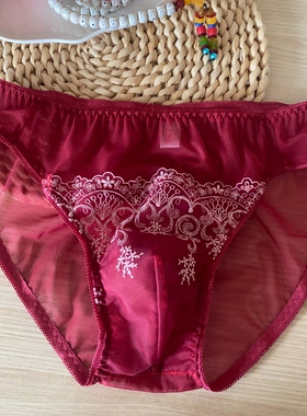 夏季新品日系女版男款式三角内裤性感中腰透明舒适透气内裤有囊袋