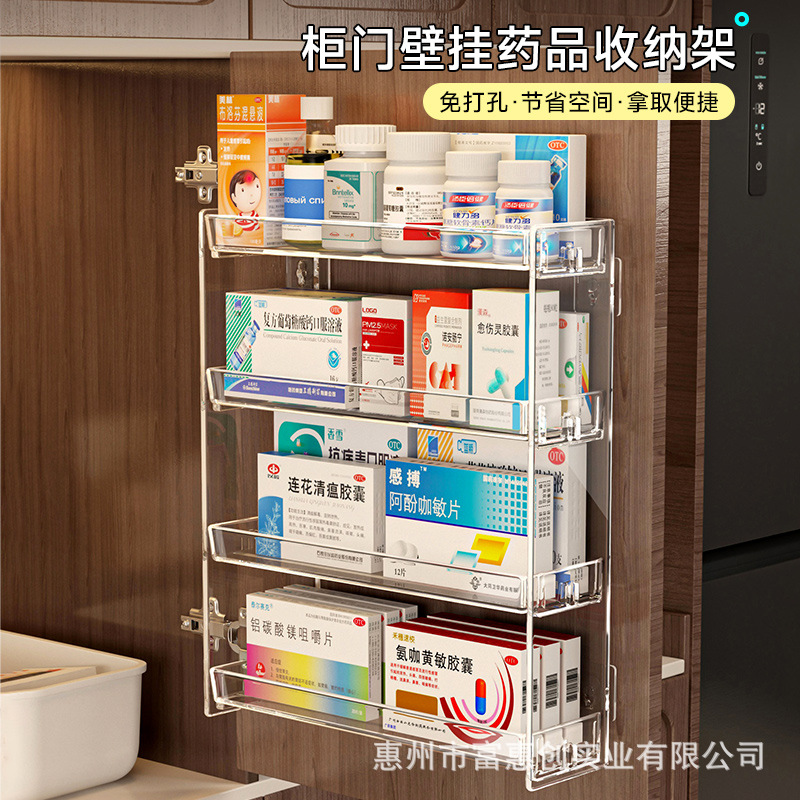 柜门药品收纳壁挂分层常备医药箱置物架大容量家用急救药物