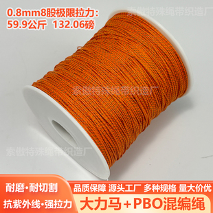 PBO+大力马混编绳0.8mm抗紫外线强拉力绳耐磨钓鱼绳无人机牵引绳