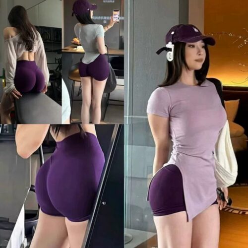 蜜桃健身短裤女瑜伽高腰Impact新品提臀裤透气跑步撸铁训练三分裤