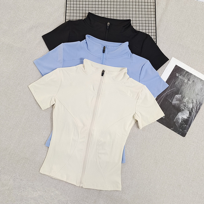 短袖T恤拉链立领瑜伽服女修身速干透气跑步运动上衣训练健身外套,运动服/休闲服装,健身衣,淘宝优惠券,粉丝福利购,淘宝优惠卷